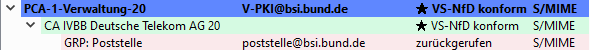 Darstellung Status S/MIME